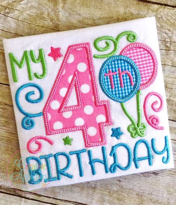 My 4th Birthday Girl Applique