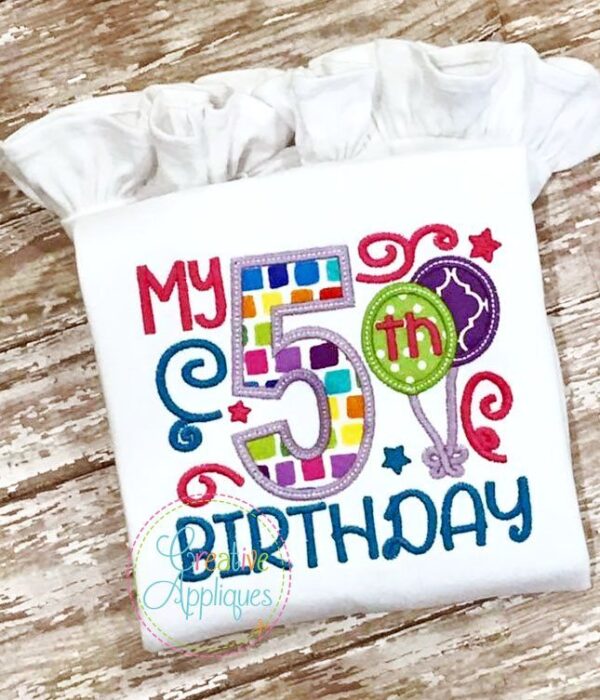 My 5th Birthday Girl Applique