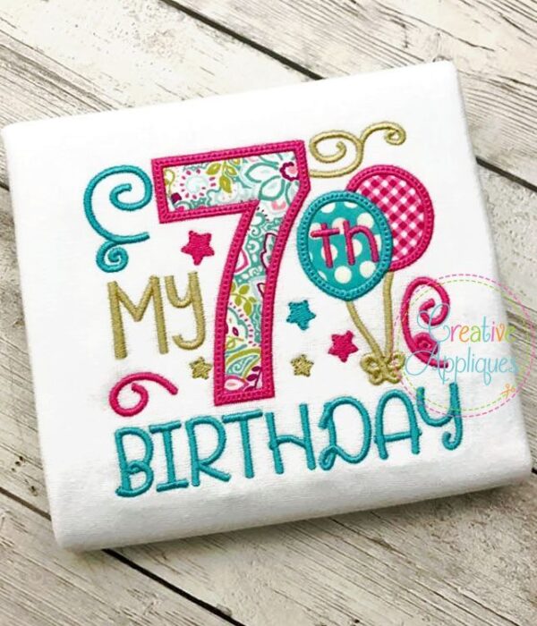 My 7th Birthday Girl Applique