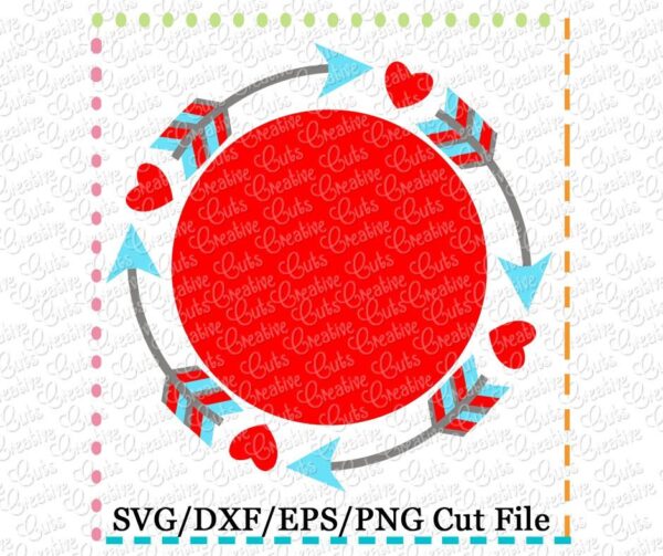 Monogram Tribal Valentine Frame Cutting File SVG DXF EPS