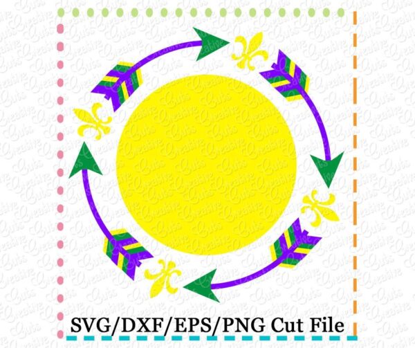 Tribal Mardi Gras Monogram Frame Cutting File SVG DXF EPS