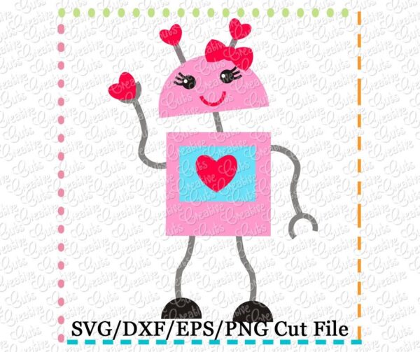 Valentine Girl Robot Cutting File SVG DXF EPS