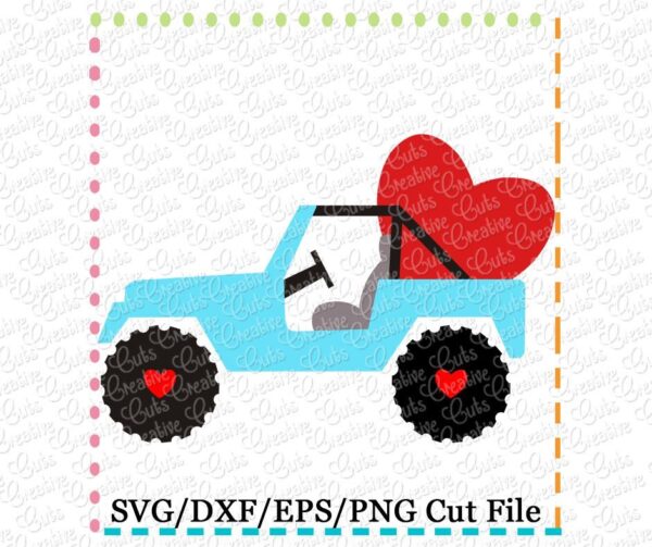 Valentine Jeep Cutting File SVG DXF EPS