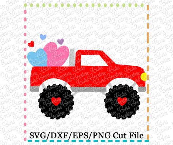 Valentine Monster Truck Cutting File SVG DXF EPS