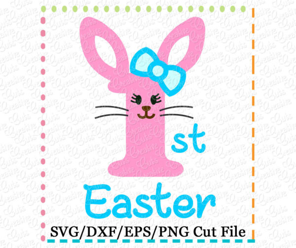 1st Easter Rabbit Girl Cutting File SVG DXF EPS