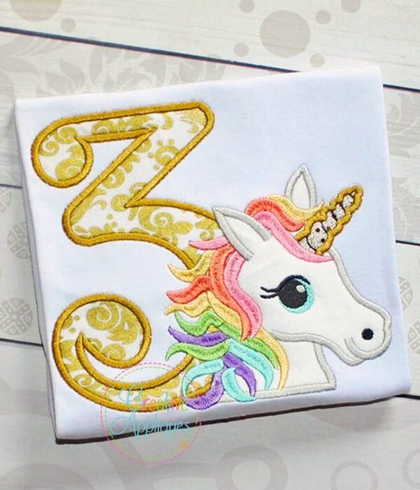 Rainbow Unicorn 3 Applique