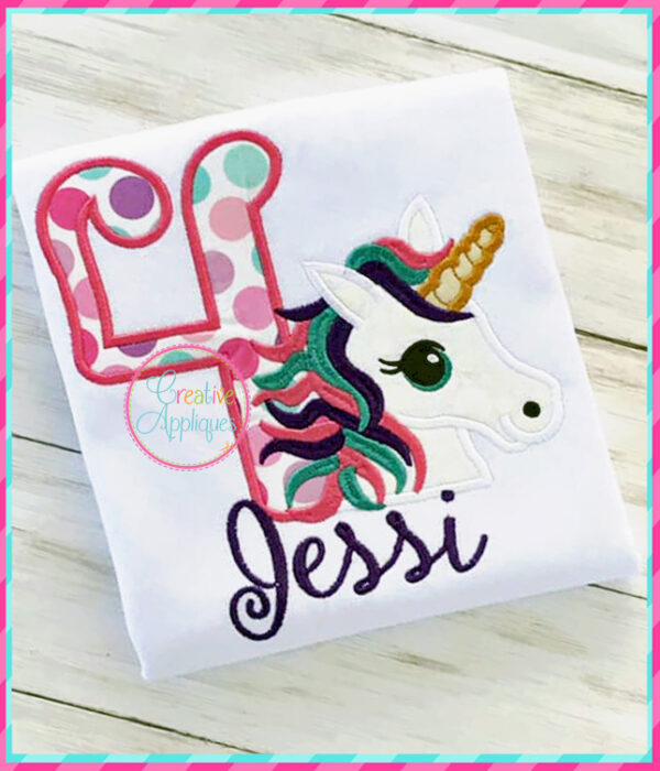 Rainbow Unicorn 4 Applique