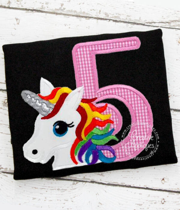 Rainbow Unicorn 5 Applique