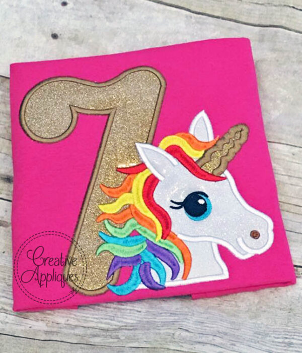 Rainbow Unicorn 7 Applique