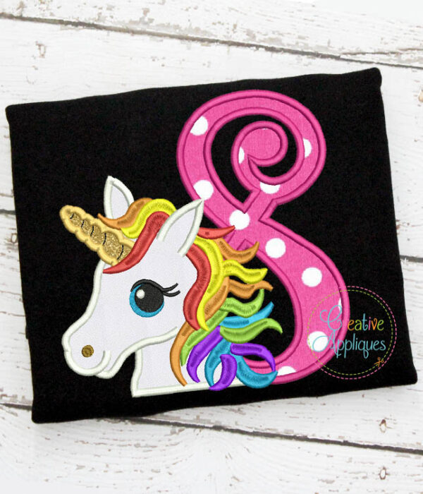 Rainbow Unicorn 8 Applique