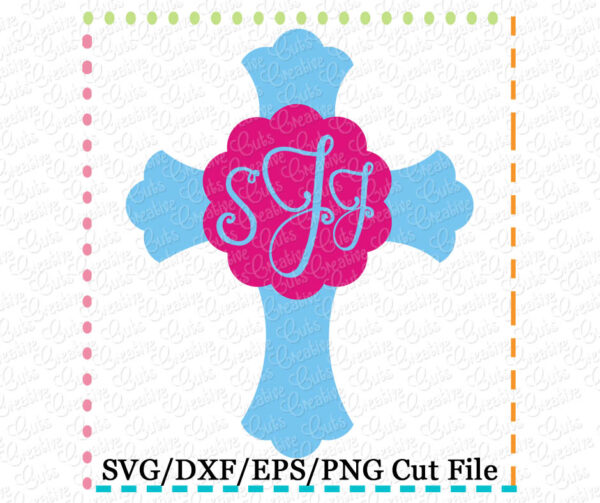 Monogram Cross Scallop Cutting File SVG DXF EPS