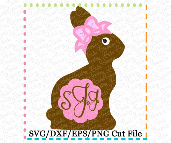 Chocolate Bunny Rabbit Girl Monogram Cutting File SVG DXF EPS