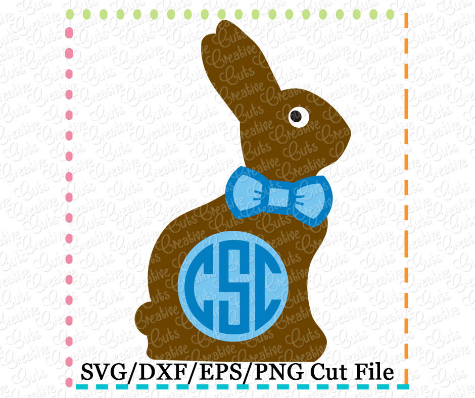 Download Chocolate Bunny Rabbit Boy Monogram Cutting File Svg Dxf Eps Creative Appliques