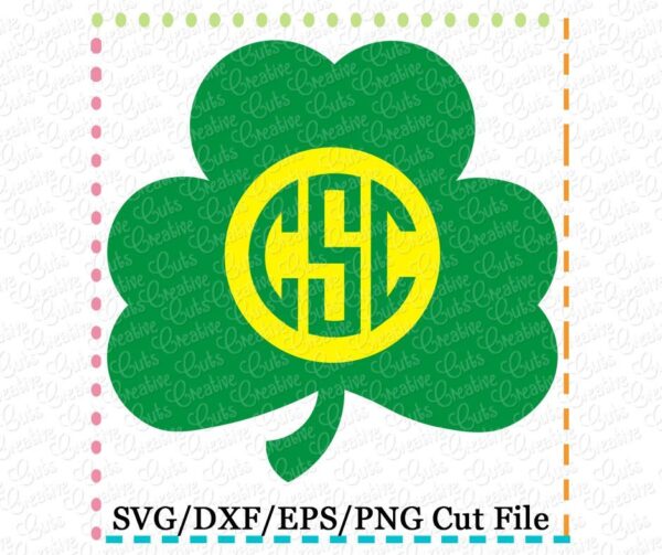 Clover Shamrock Monogram Cutting File SVG DXF EPS