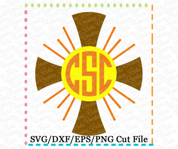 Monogram Cross Rays Cutting File SVG DXF EPS