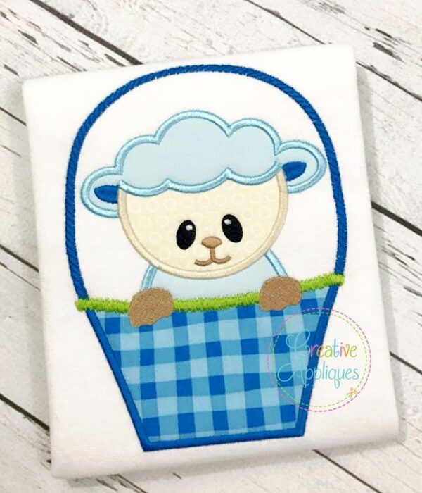 Lamb Boy Basket Applique