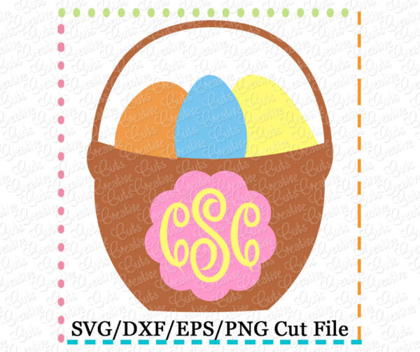 Monogram Basket Scallop Cutting File SVG DXF EPS