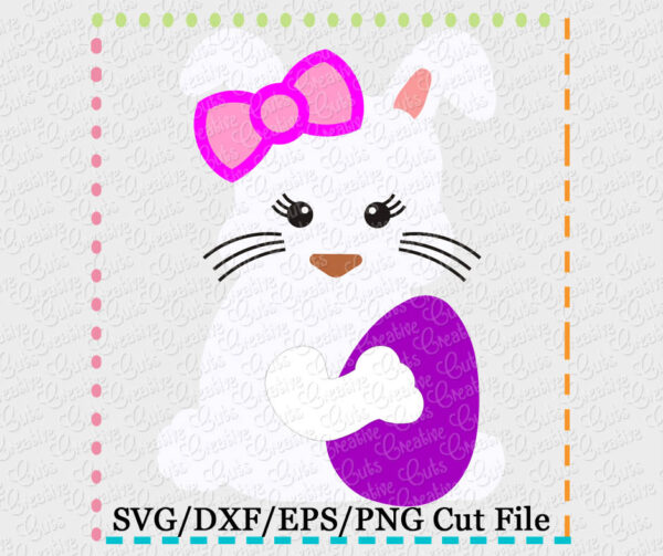 Girl Rabbit Egg Cutting File SVG DXF EPS