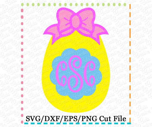 Egg Bow Monogram Cutting File SVG DXF EPS