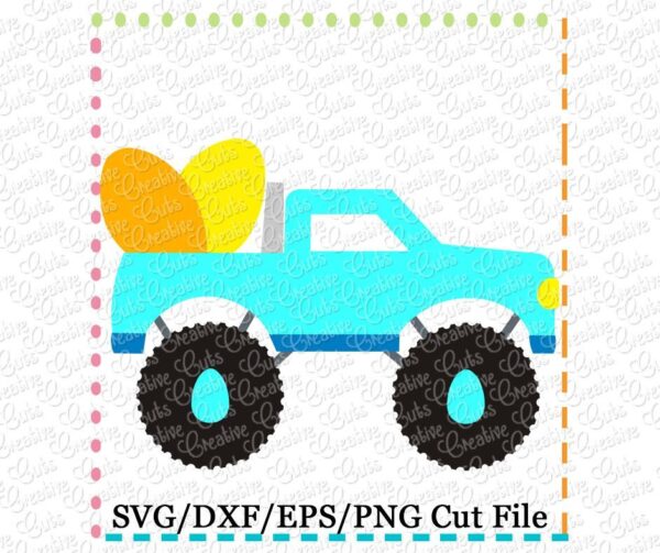 Easter Eggs Monster Truck Cutting File SVG DXF EPS