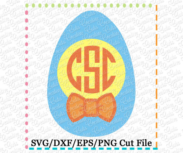 Egg Bow Tie Monogram Cutting File SVG DXF EPS