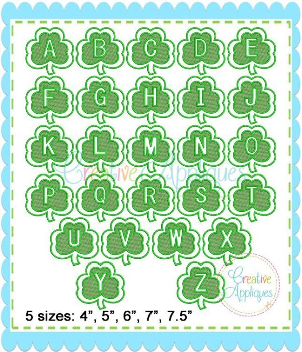 Embossed Clover St Patrick's Embroidery Alphabet - Image 4