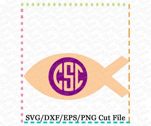 Ichthys Christian Fish Monogram Cutting File SVG DXF EPS