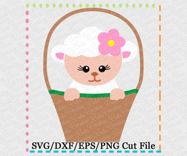 Lamb Girl Basket Cutting File SVG DXF EPS