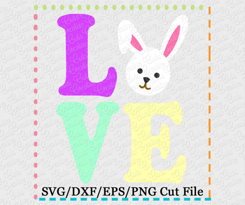 Love Bunny Rabbit Cutting File SVG DXF EPS - Creative Appliques