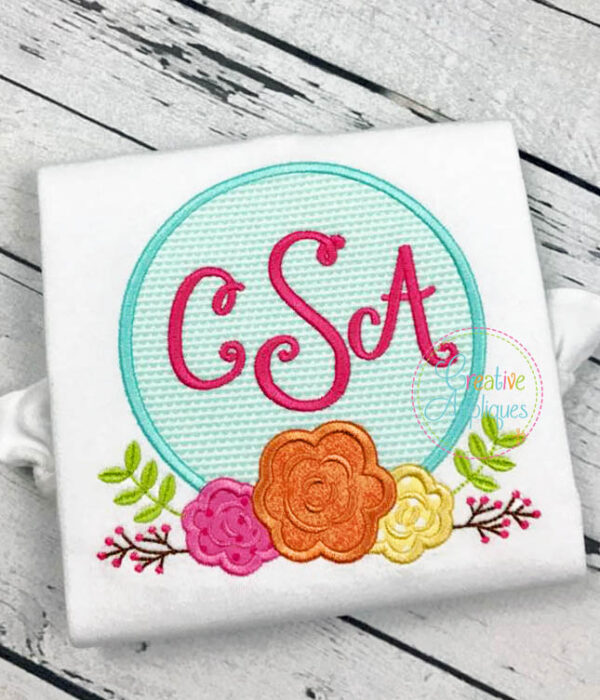 Flower Monogram Frame Applique