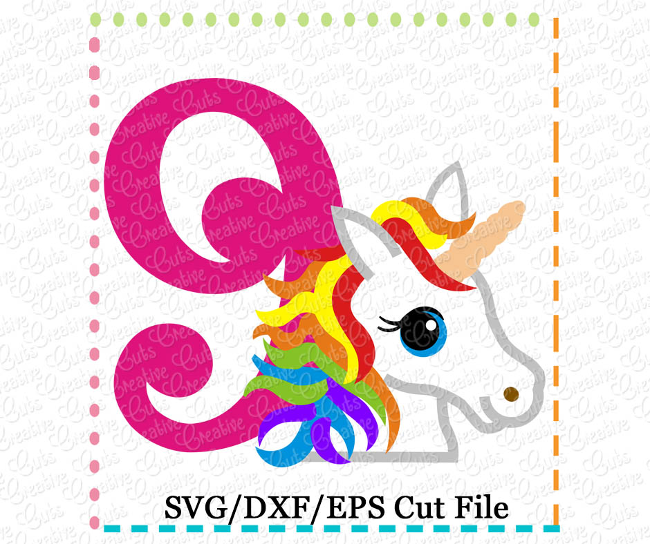 Download Rainbow Unicorn Birthday 9 Cutting File Svg Dxf Eps Creative Appliques