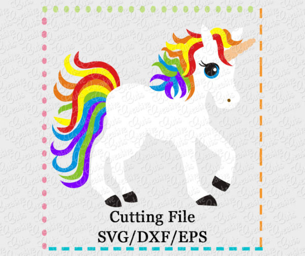 Rainbow Unicorn Cutting File SVG DXF EPS