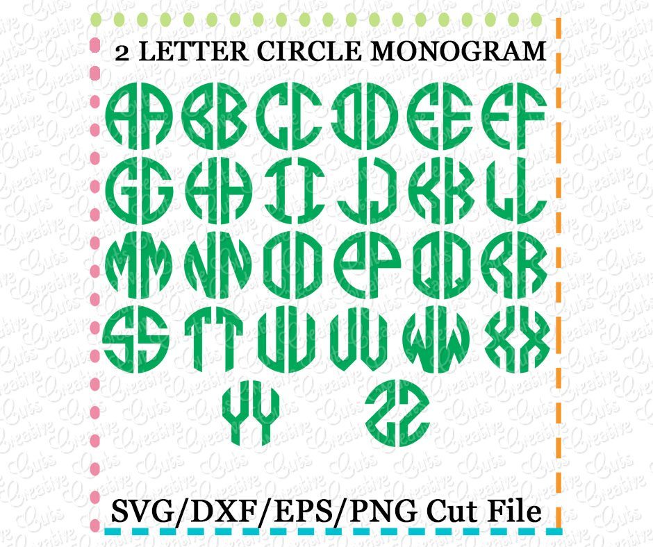 Download 2 Letter Circle Monogram Cutting File Svg Dxf Eps Creative Appliques