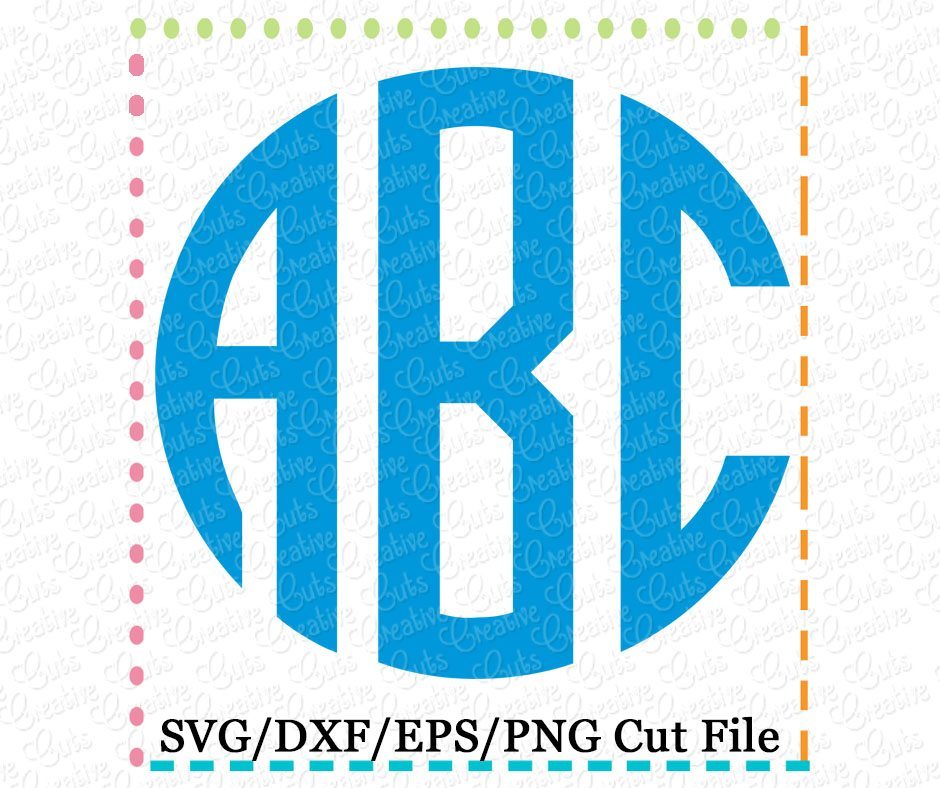 3 Letter Natural Circle Monogram Font Cutting File SVG DXF EPS