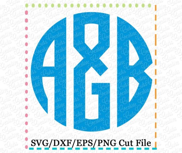 3 Letter Natural Circle Monogram Font Cutting File SVG DXF EPS - Image 3