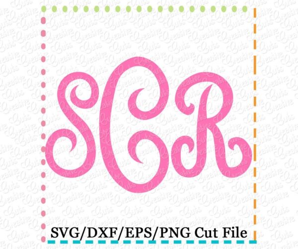 Classic Script Monogram Font Cutting File SVG DXF EPS