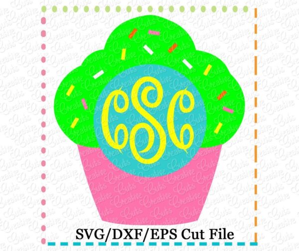 Cupcake Monogram Cutting File SVG DXF EPS