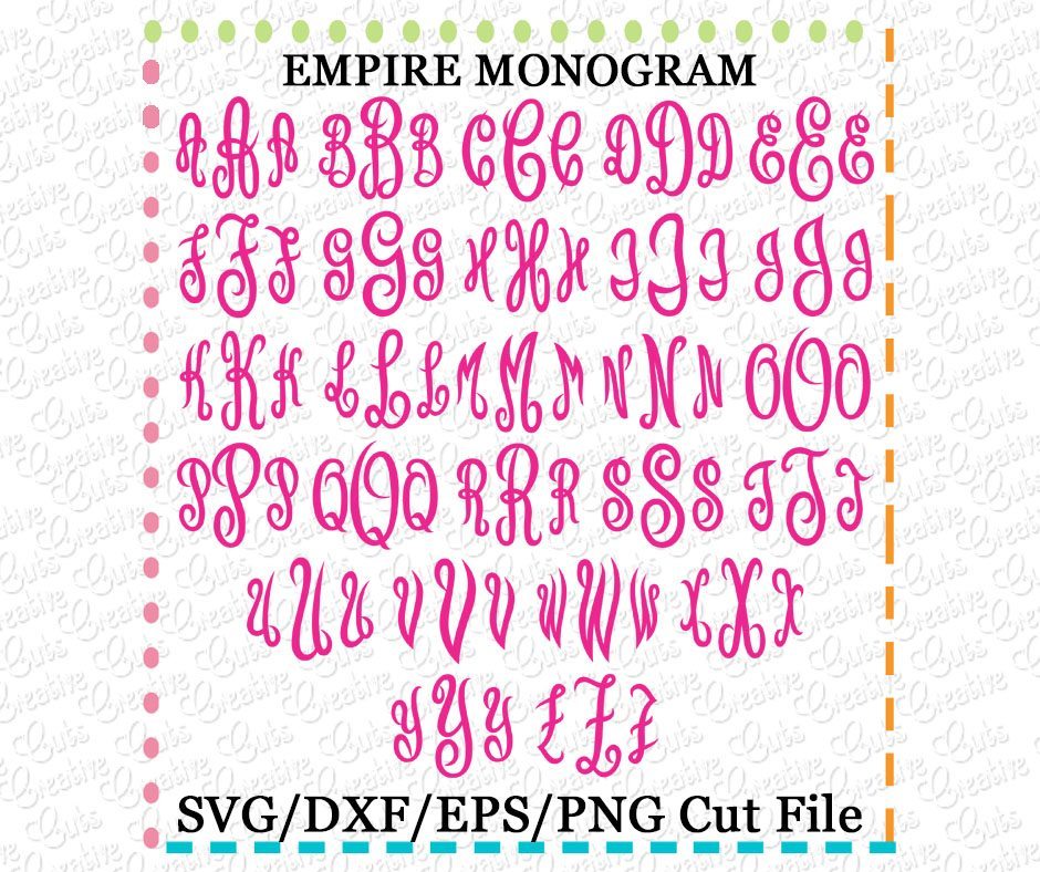 Download Empire Monogram Font Cutting File Svg Dxf Eps Creative Appliques