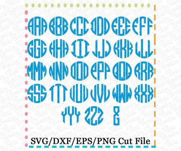 3 Letter Natural Circle Monogram Font Cutting File SVG DXF EPS - Image 2