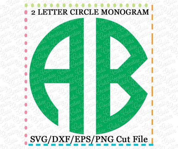 2 Letter Circle Monogram Cutting File SVG DXF EPS