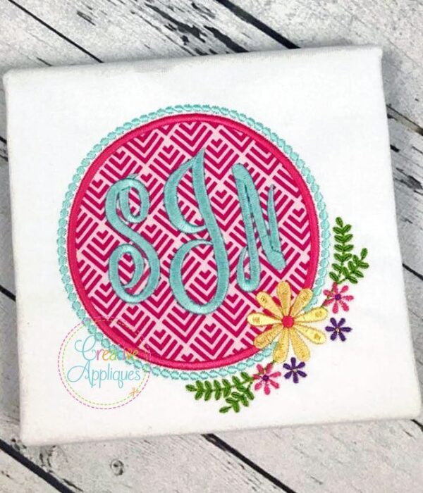 Flowers Monogram Frame Applique