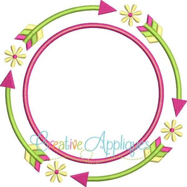 Tribal Monogram Frame with Flowers Applique - Image 2