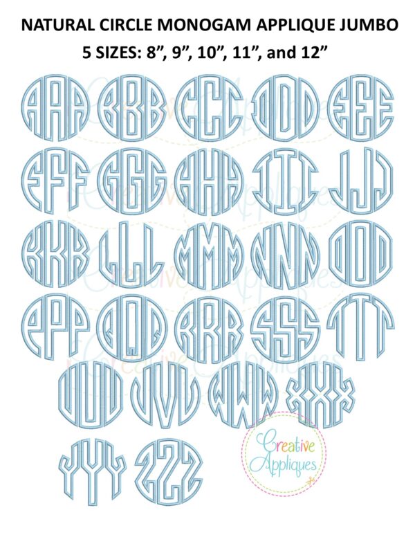 JUMBO Natural Circle Monogram Applique - Image 2