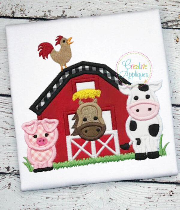 Barn Animals with Grass Applique