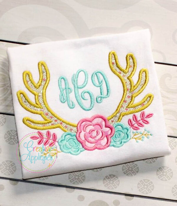 Flowers with Antlers Applique