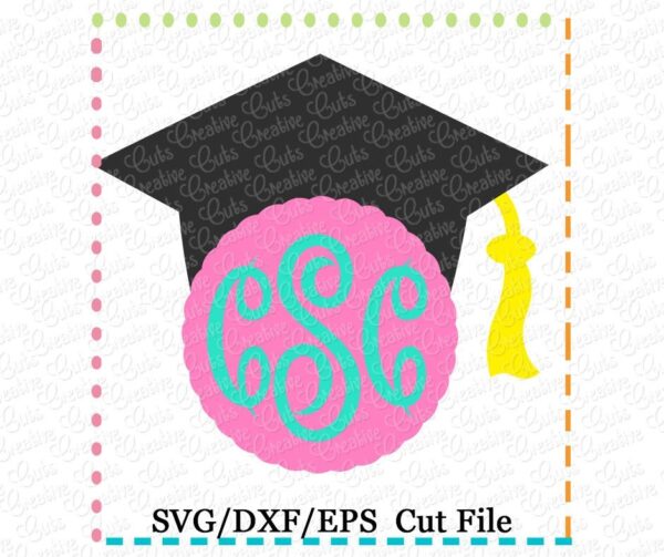 Monogram Graduation Cap Cutting File SVG DXF EPS