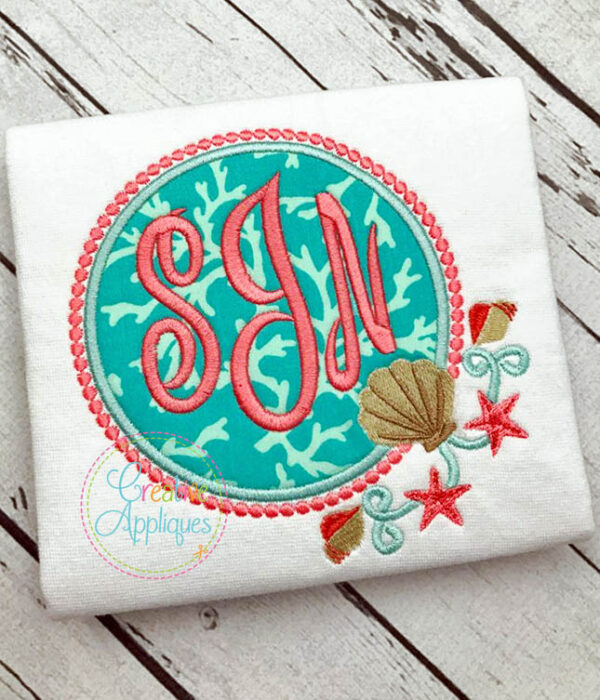 Beach Monogram Frame Applique