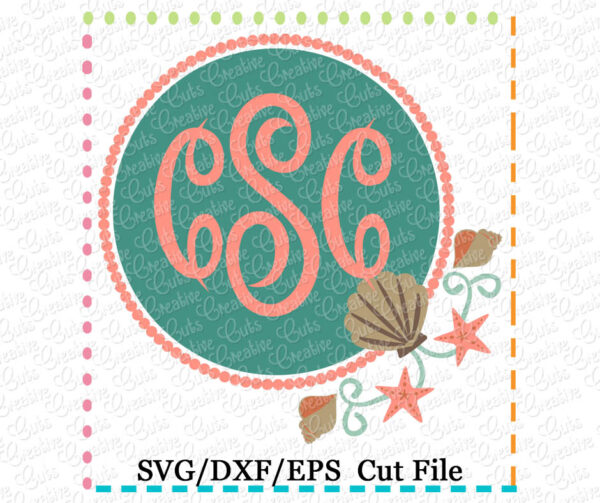 Beach Monogram Frame Cutting File SVG DXF EPS