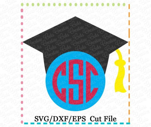 Monogram Graduation Cap Cutting File SVG DXF EPS