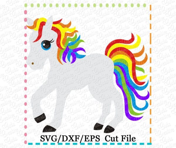 Rainbow Pony Cutting File SVG DXF EPS